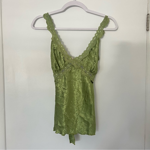 Vintage Green Satin/Lace Tank top - Picture 4 of 5